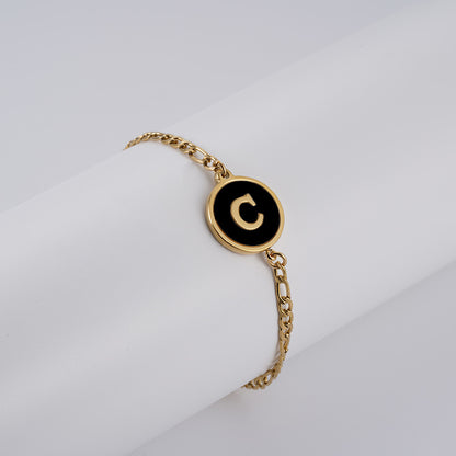 Simple Style Round Letter Stainless Steel Bracelets Gold Plated Shell Stainless Steel Bracelets