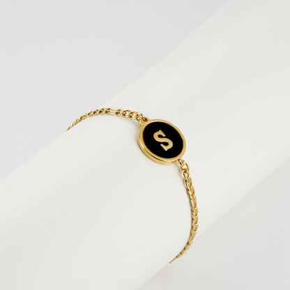 Simple Style Round Letter Stainless Steel Bracelets Gold Plated Shell Stainless Steel Bracelets