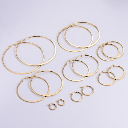 Simple Style Geometric Stainless Steel Hoop Earrings Plating Stainless Steel Earrings