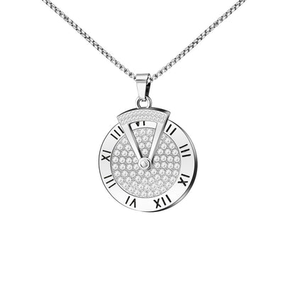 Fashion Dial Stainless Steel Necklace Plating Rhinestones Stainless Steel Necklaces