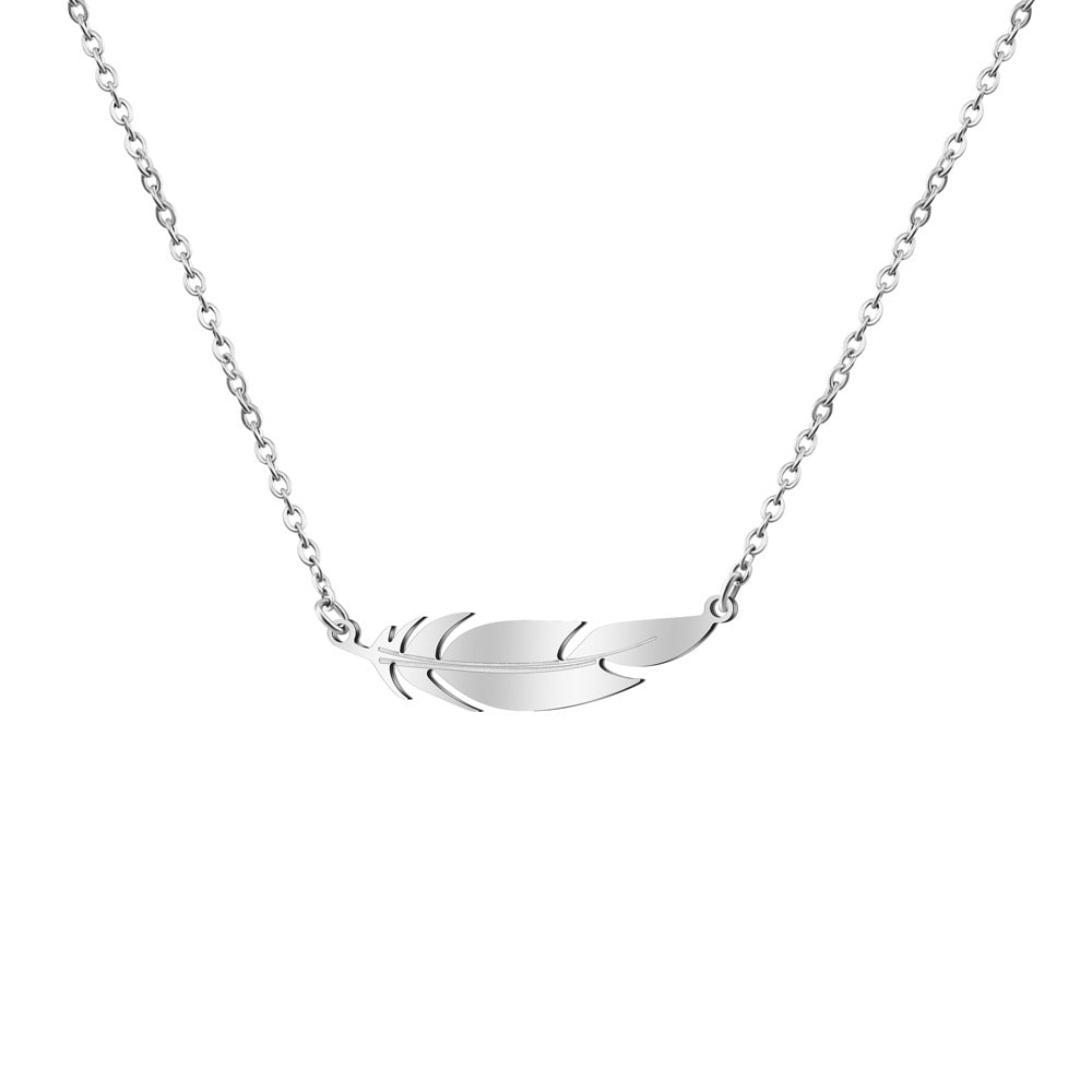 Fashion Feather Stainless Steel Necklace Plating Stainless Steel Necklaces