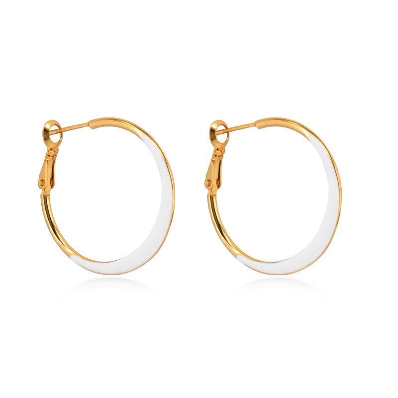 Simple Style Geometric Copper Hoop Earrings Enamel Copper Earrings