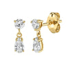 1 Pair Casual Simple Style Leaf Flower Rectangle Copper Plating Zircon Drop Earrings Ear Studs