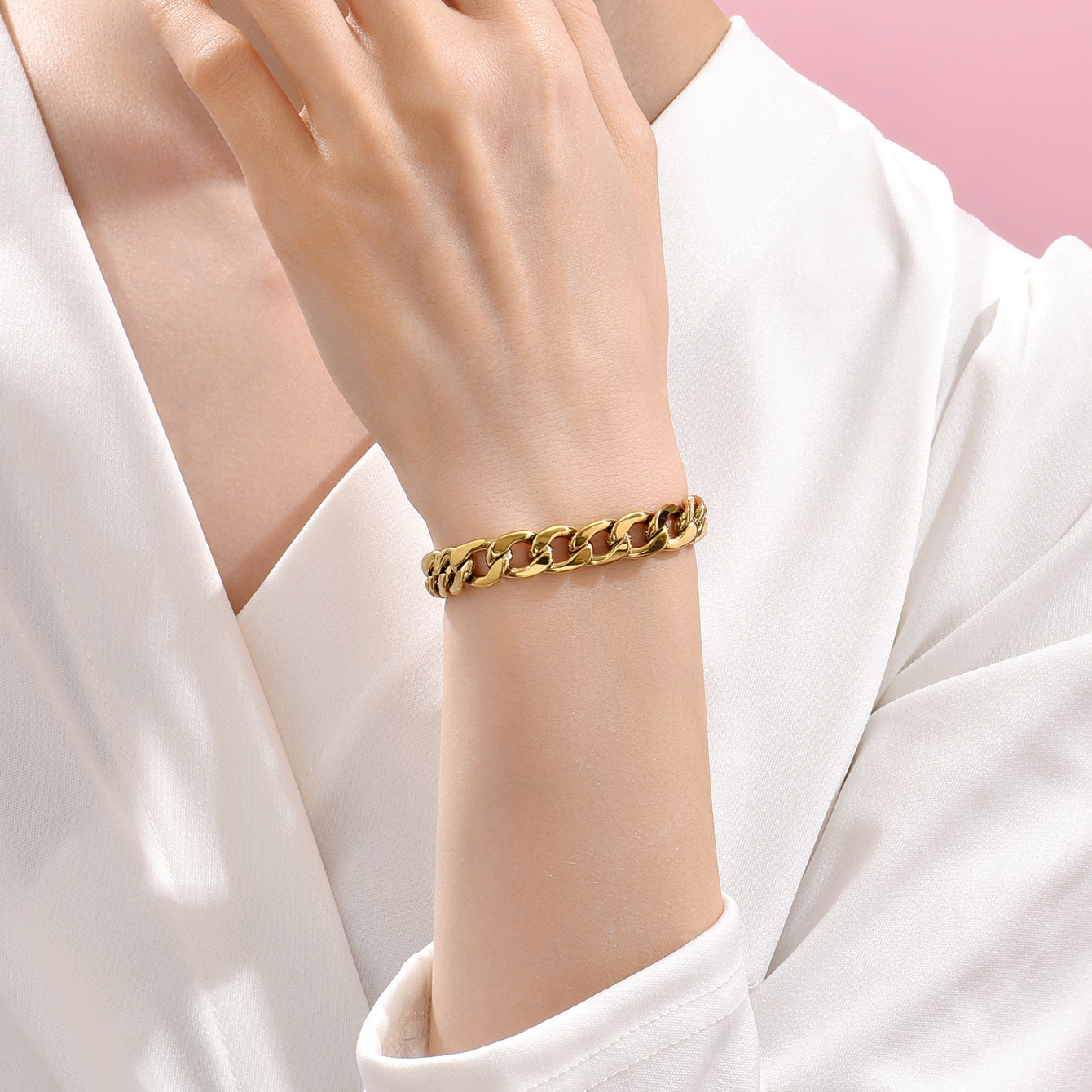 Simple Style Geometric Stainless Steel Chain Gold Plated Bracelets