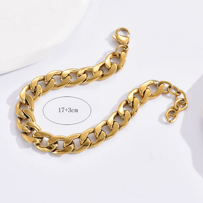 Simple Style Geometric Stainless Steel Chain Gold Plated Bracelets