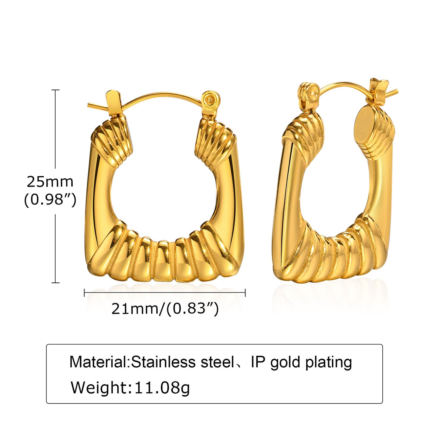 Fashion U Shape Stainless Steel Earrings Plating Stainless Steel Earrings