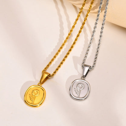 Fashion Flower Stainless Steel Necklace Plating Stainless Steel Necklaces