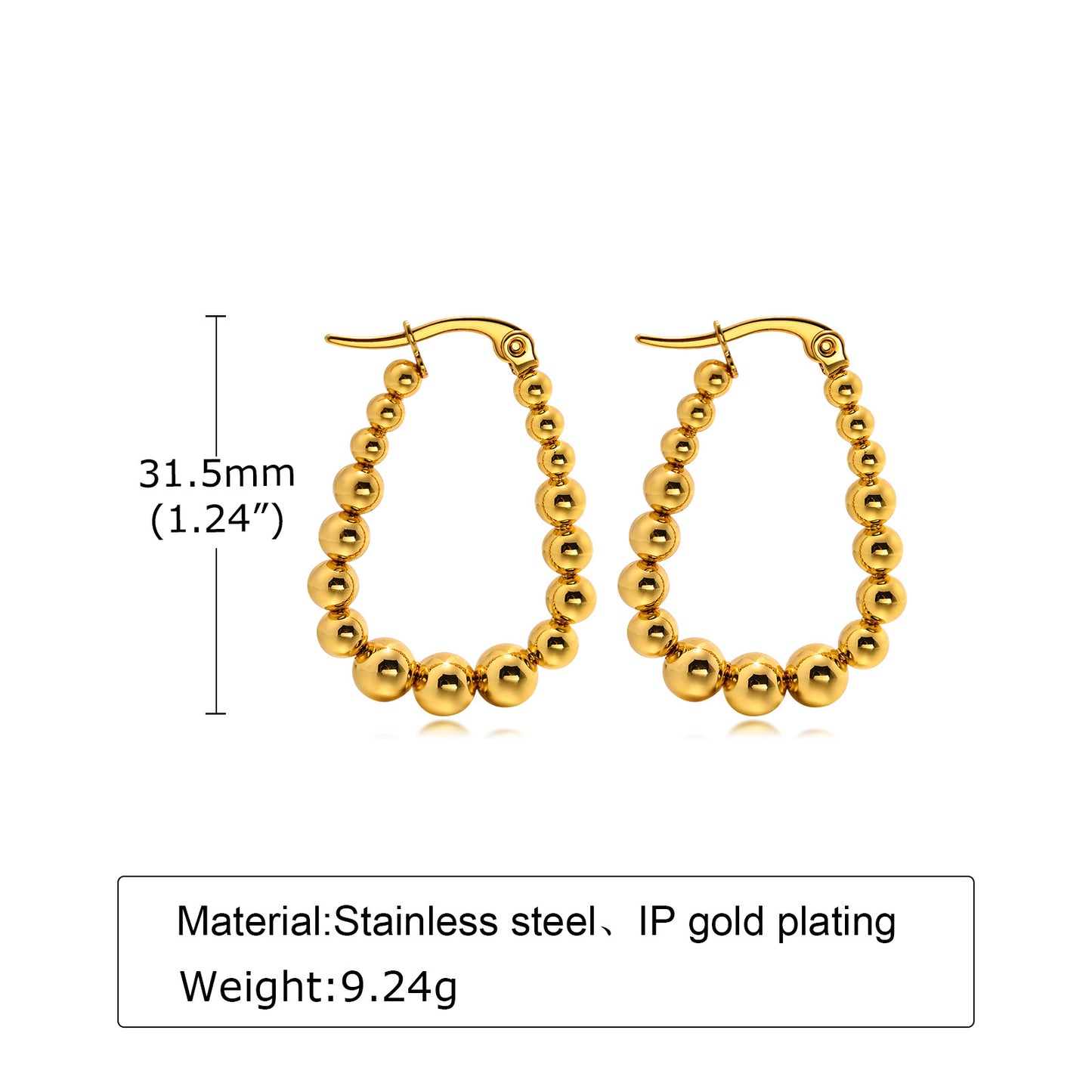 Simple Style U Shape Stainless Steel Earrings Plating Stainless Steel Earrings 1 Pair