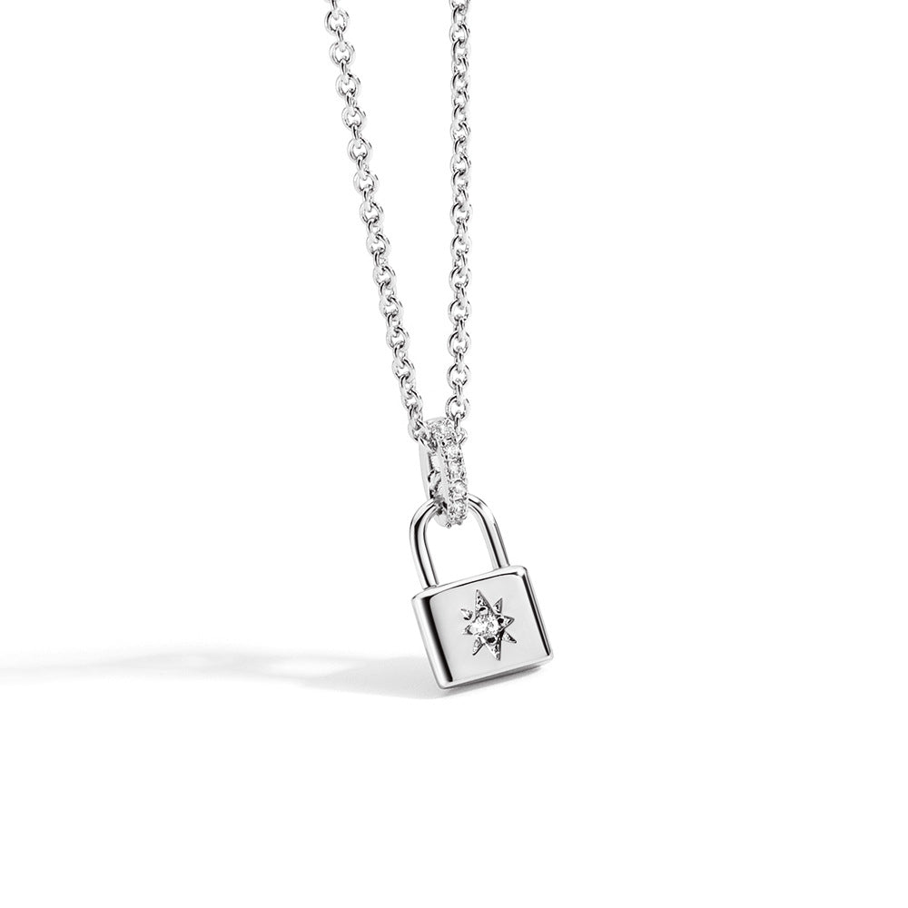 Fashion Lock Brass Plating Zircon Pendant Necklace