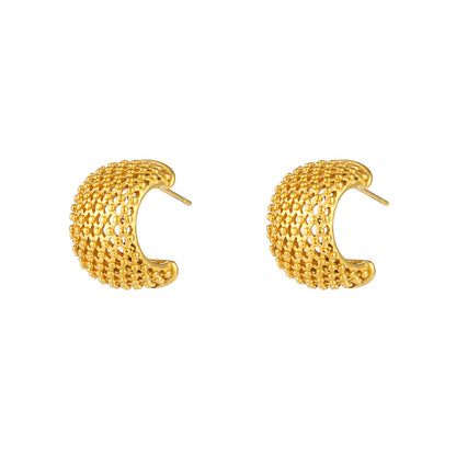 Fashion C Shape Plating Stainless Steel Gold Plated Hoop Earrings