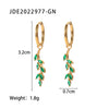 Fashion Leaves Plating 316 Stainless Steel  Zircon Drop Earrings