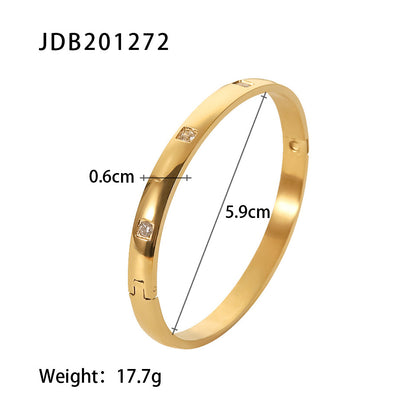 Simple Style Geometric Stainless Steel Plating Zircon Gold Plated Bangle