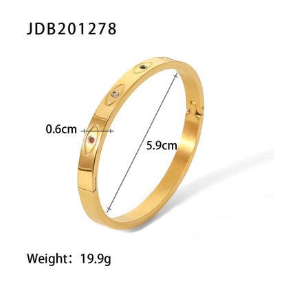 Simple Style Geometric Stainless Steel Plating Zircon Gold Plated Bangle