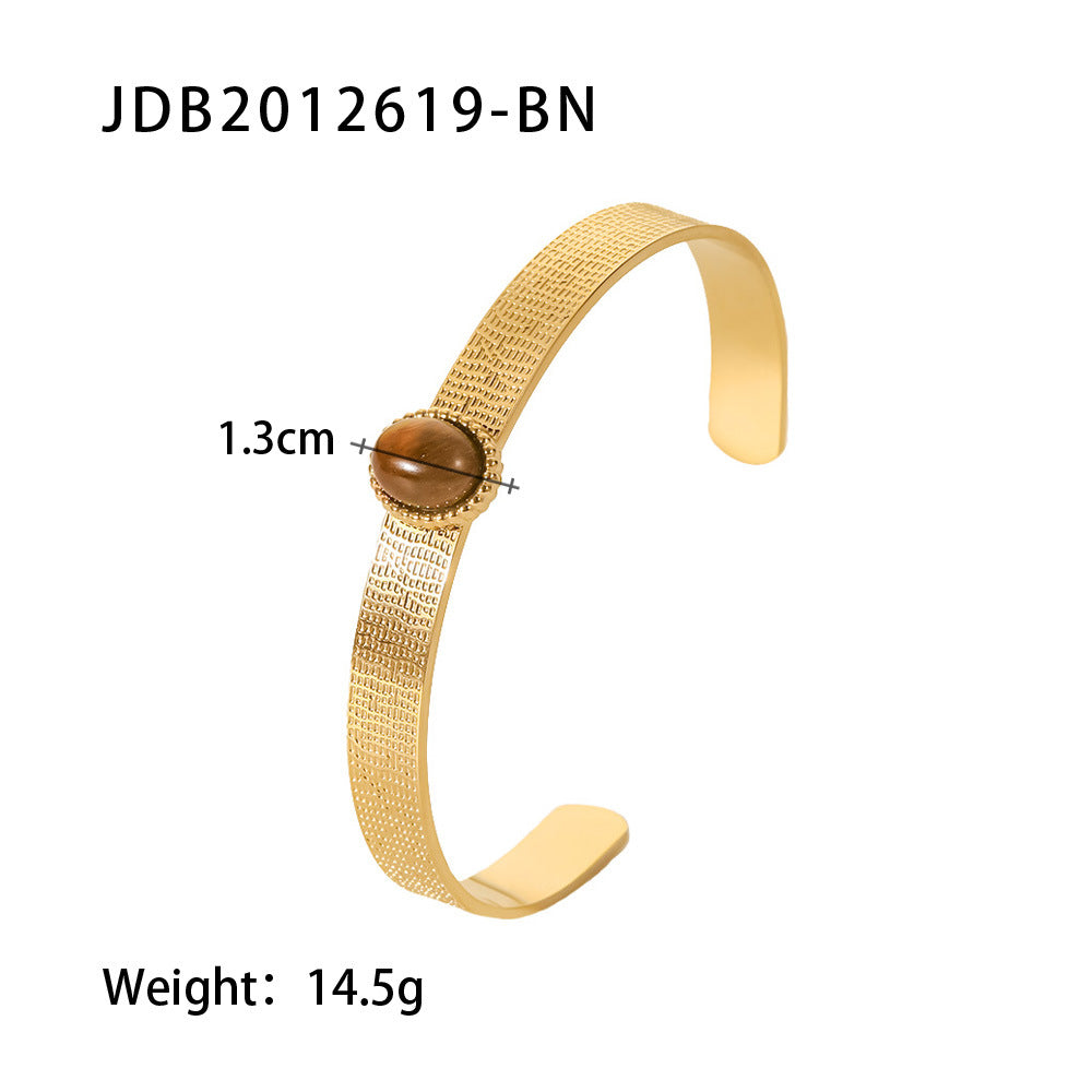 Simple Style Geometric Stainless Steel Plating Zircon Gold Plated Bangle