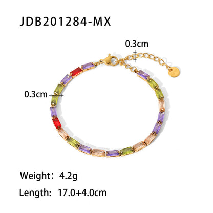 Fashion Geometric Stainless Steel Inlay Zircon Gold Plated Bracelets