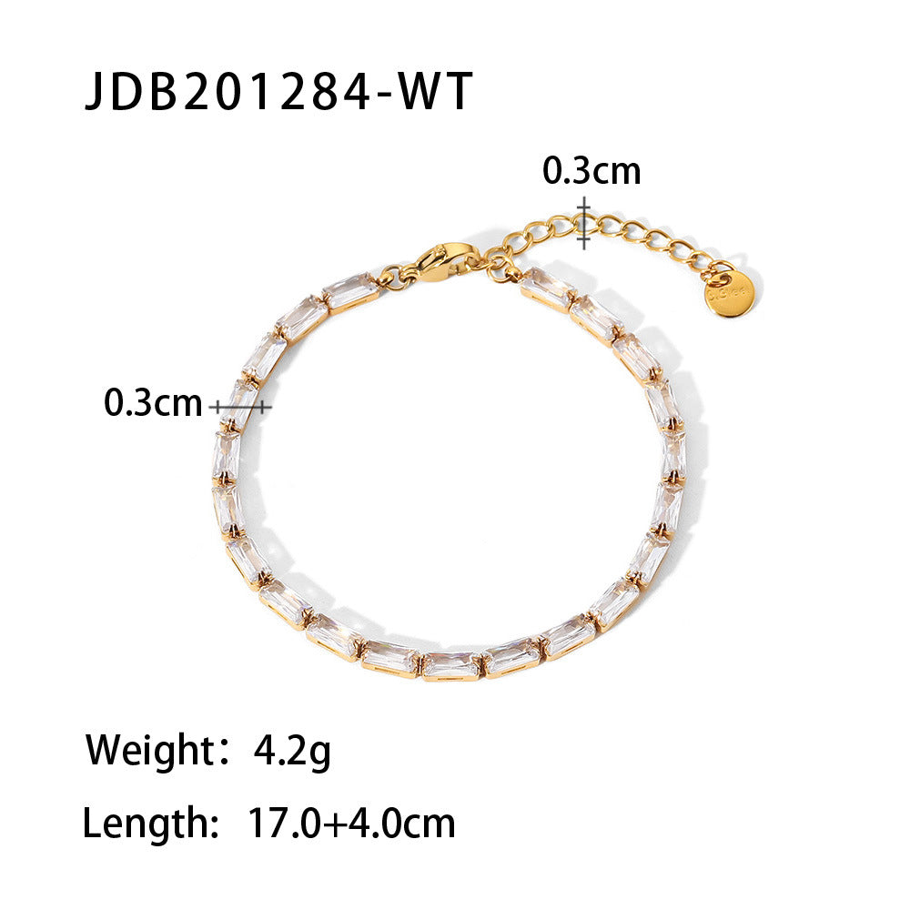 Fashion Geometric Stainless Steel Inlay Zircon Gold Plated Bracelets