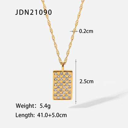 Fashion Geometric Stainless Steel Plating Zircon Gold Plated Necklace