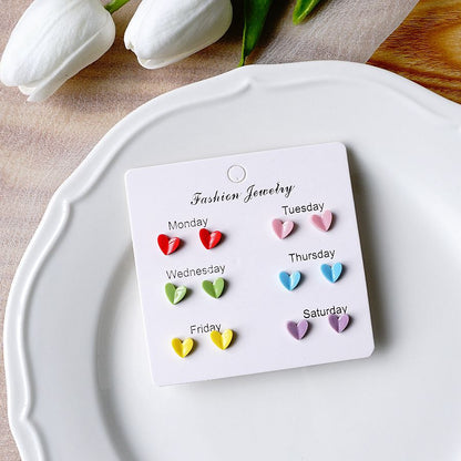 Cartoon Style Heart Shape Flower Alloy Fruit Ear Studs 1 Pair