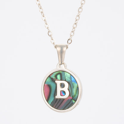 Fashion Round Letter Stainless Steel Necklace Patchwork Stainless Steel Necklaces