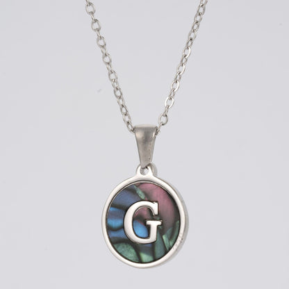 Fashion Round Letter Stainless Steel Necklace Patchwork Stainless Steel Necklaces