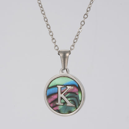 Fashion Round Letter Stainless Steel Necklace Patchwork Stainless Steel Necklaces