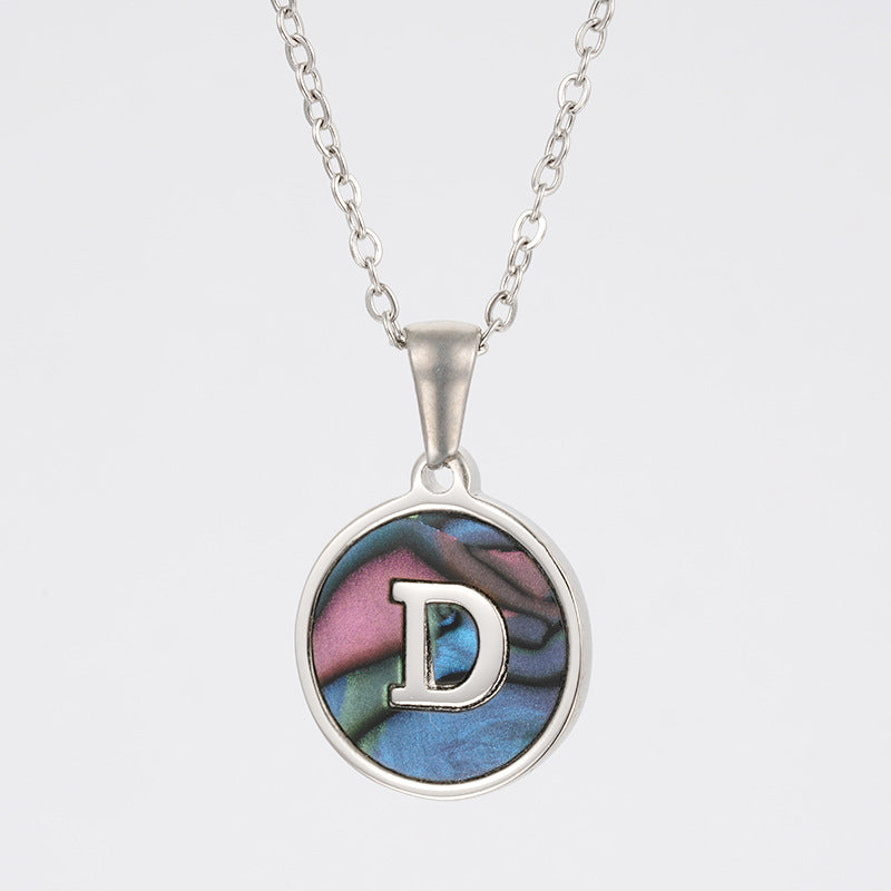 Fashion Round Letter Stainless Steel Necklace Patchwork Stainless Steel Necklaces