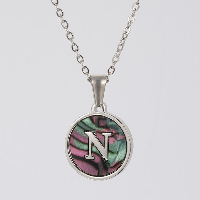 Fashion Round Letter Stainless Steel Necklace Patchwork Stainless Steel Necklaces