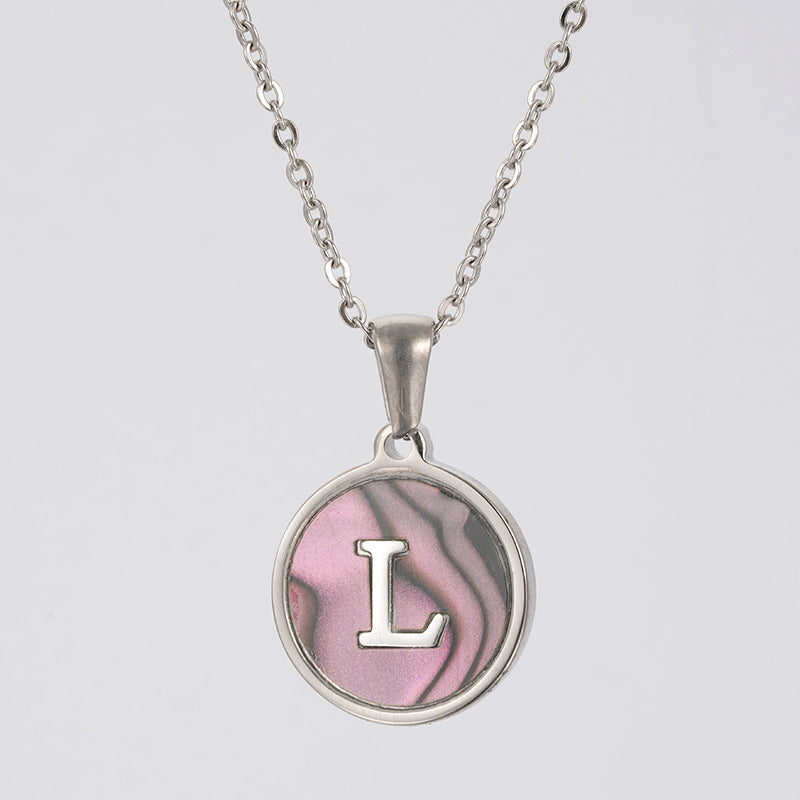 Fashion Round Letter Stainless Steel Necklace Patchwork Stainless Steel Necklaces