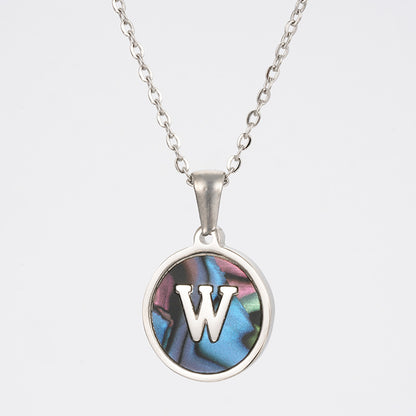 Fashion Round Letter Stainless Steel Necklace Patchwork Stainless Steel Necklaces