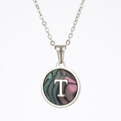 Fashion Round Letter Stainless Steel Necklace Patchwork Stainless Steel Necklaces