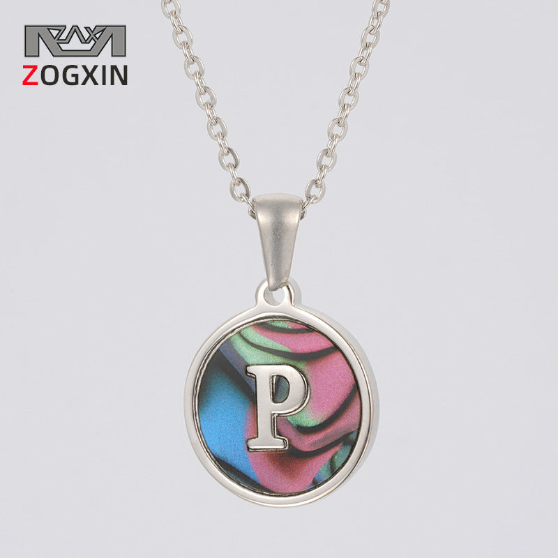 Fashion Round Letter Stainless Steel Necklace Patchwork Stainless Steel Necklaces