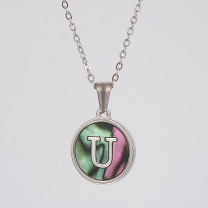 Fashion Round Letter Stainless Steel Necklace Patchwork Stainless Steel Necklaces