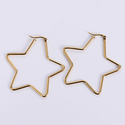 Simple Style Star Titanium Steel Earrings Hollow Out Stainless Steel Earrings