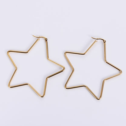 Simple Style Star Titanium Steel Earrings Hollow Out Stainless Steel Earrings