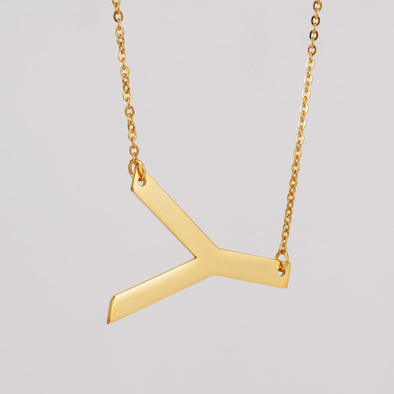 Simple Style Letter Stainless Steel Necklace Plating Stainless Steel Necklaces