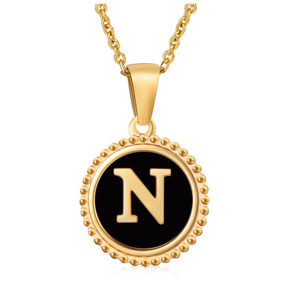 Simple Style Letter Stainless Steel Inlay Shell Pendant Necklace