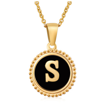 Simple Style Letter Stainless Steel Inlay Shell Pendant Necklace