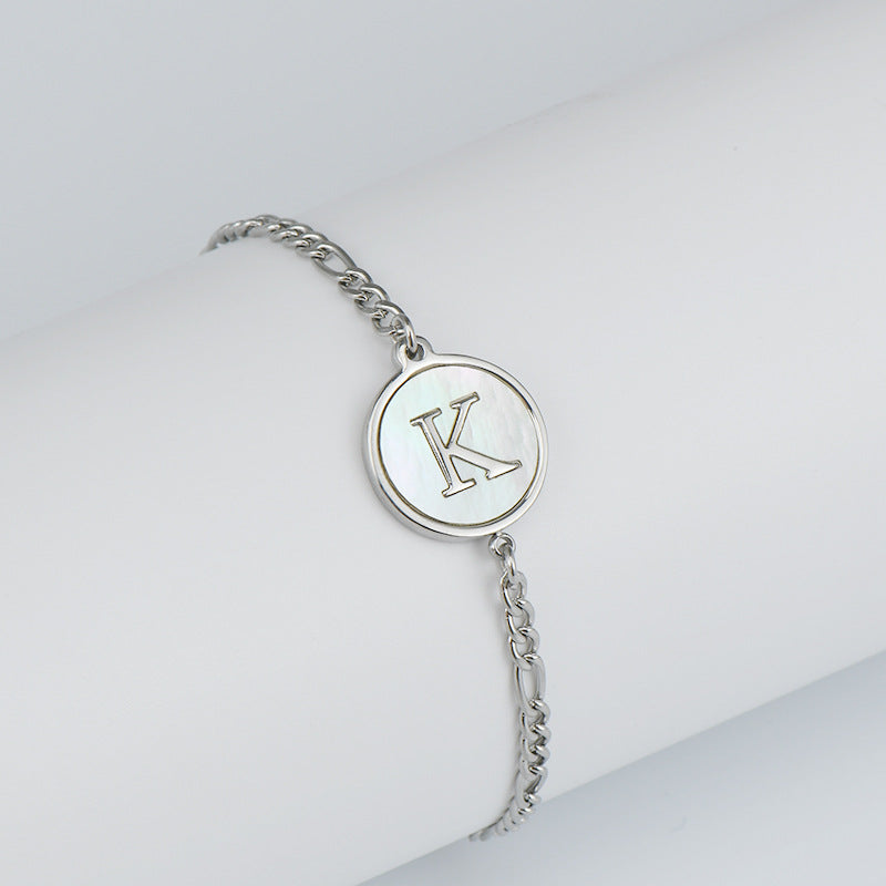 Simple Style Letter Stainless Steel Inlay Shell Bracelets