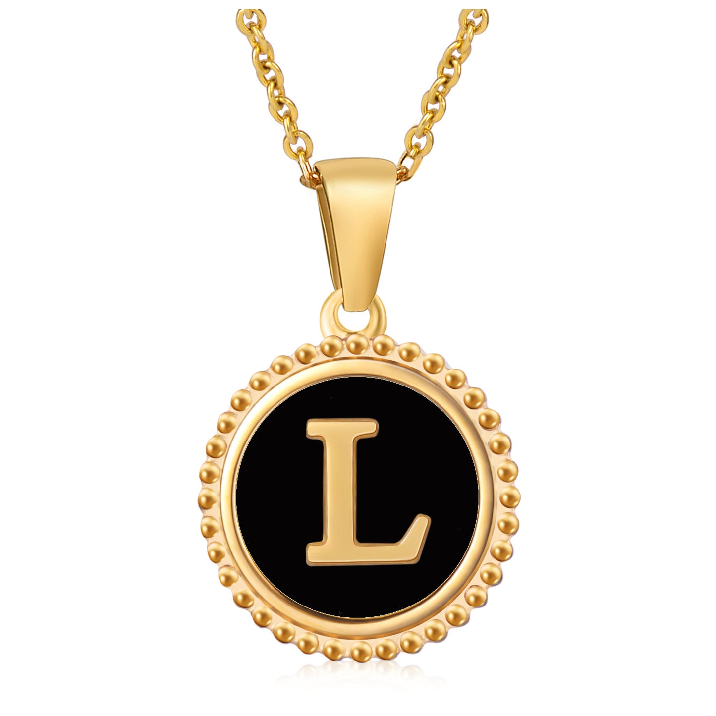 Simple Style Letter Stainless Steel Inlay Shell Pendant Necklace