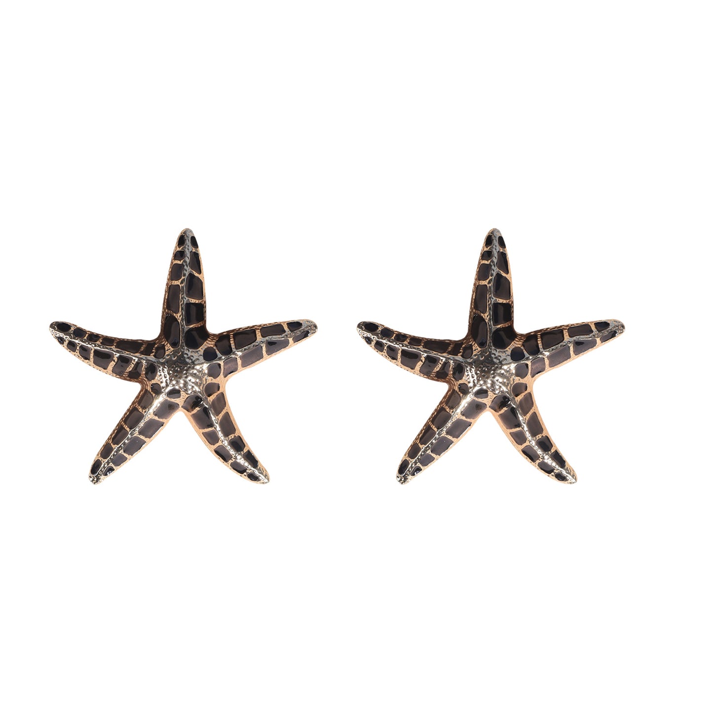 Fashion Starfish Alloy Enamel Ear Studs 1 Pair