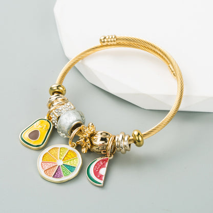 Fashion Fruit Alloy Plating Inlay Rhinestones Bracelets