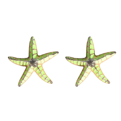 Fashion Starfish Alloy Enamel Ear Studs 1 Pair