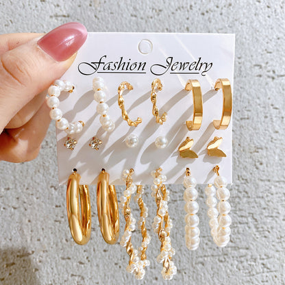 Fashion Butterfly Alloy Plating Artificial Pearls Earrings 1 Set