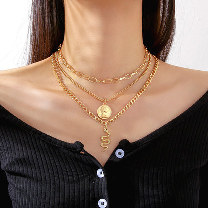 Fashion Snake Alloy Plating Layered Necklaces