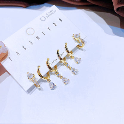 Yakemiyou Fashion Water Droplets Copper Zircon Dangling Earrings In Bulk
