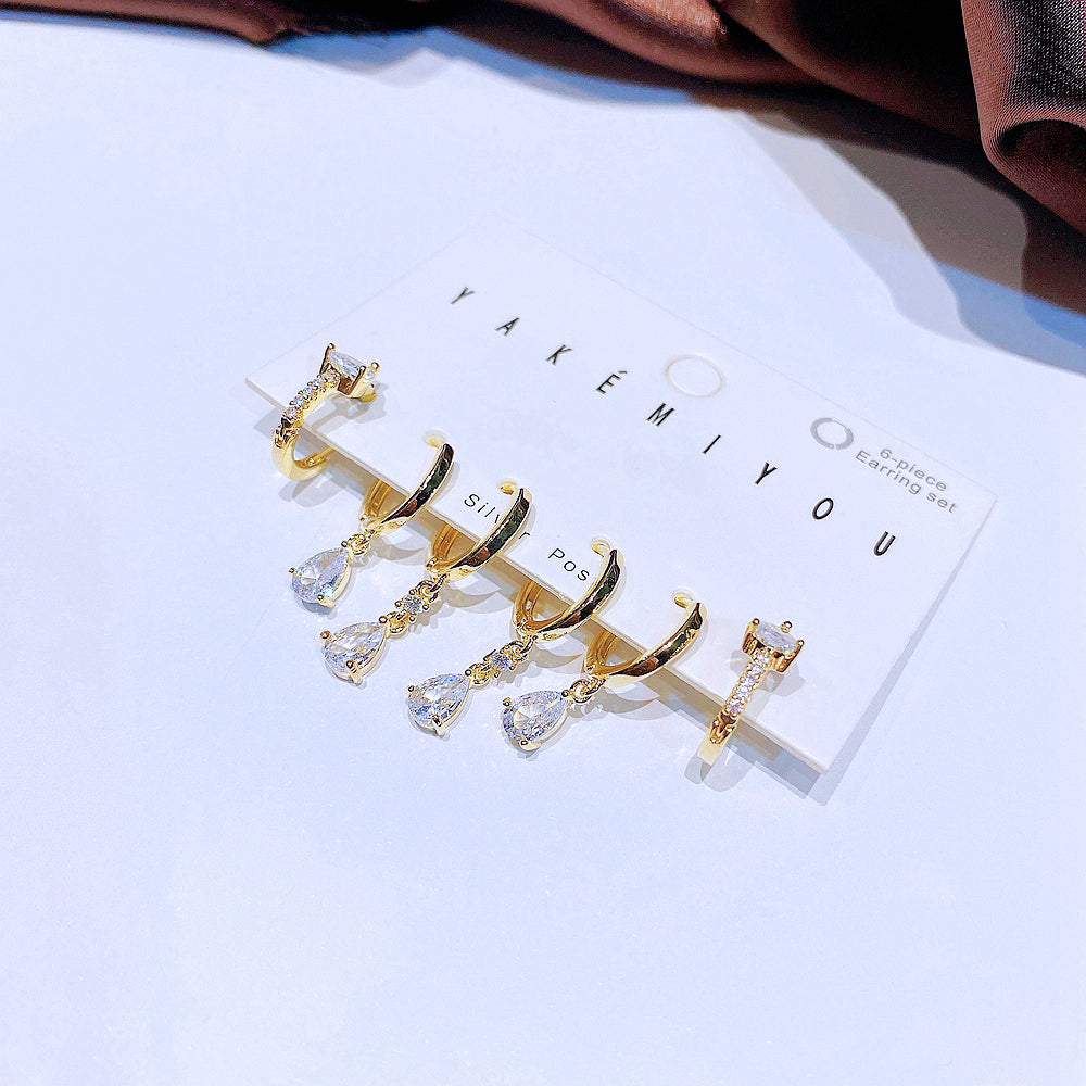 Yakemiyou Fashion Water Droplets Copper Zircon Dangling Earrings In Bulk
