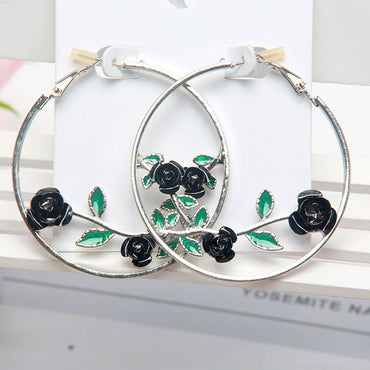 Fashion Rose Alloy Enamel Plating Earrings