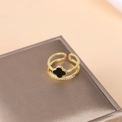 Fashion Geometric Snake Butterfly Copper Open Ring Plating Artificial Gemstones Copper Rings