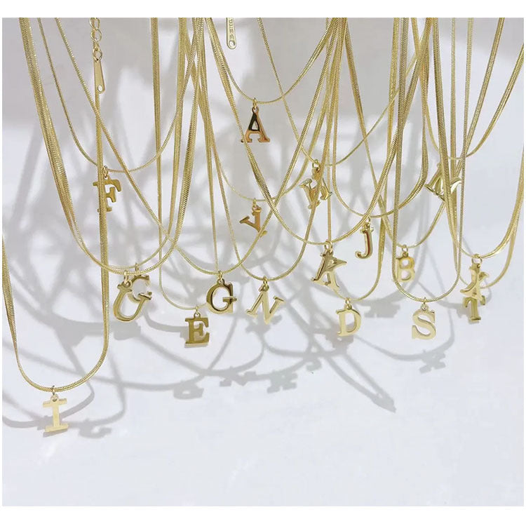 Basic Letter Titanium Steel Pendant Necklace Stainless Steel Necklaces