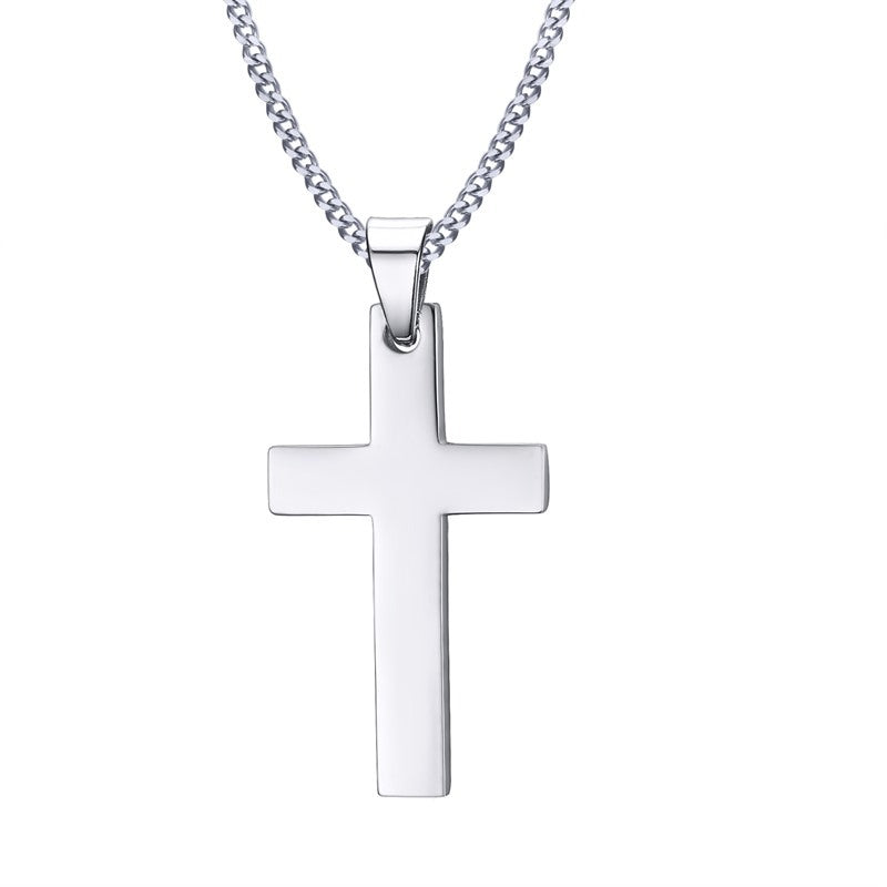 Simple Style Cross Stainless Steel Pendant Necklace Plating Stainless Steel Necklaces